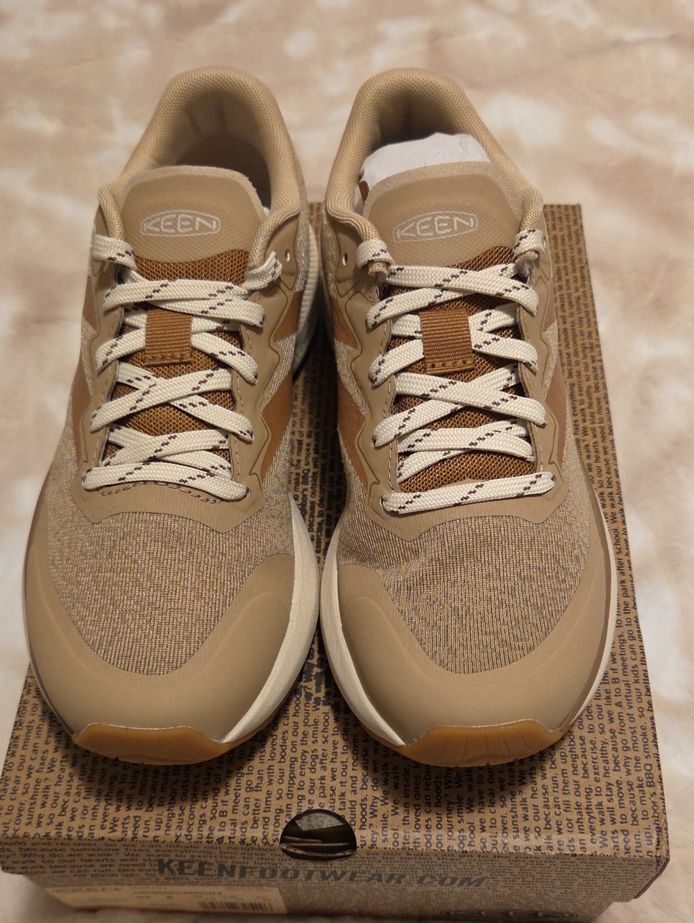 Keen Women's Tan and Cream Athletic Sneakers ( Chipmunk Cornstalk)